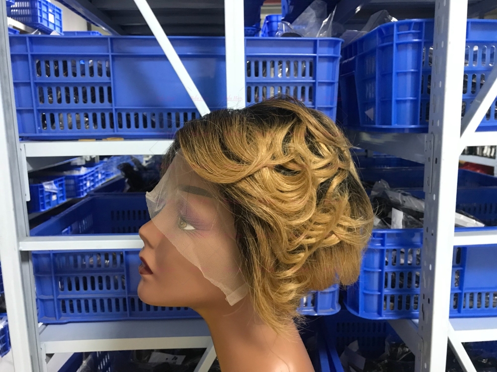 Wholesale T Lace Color Virgin Humanhair Pixie Hair Short Cut Wig
