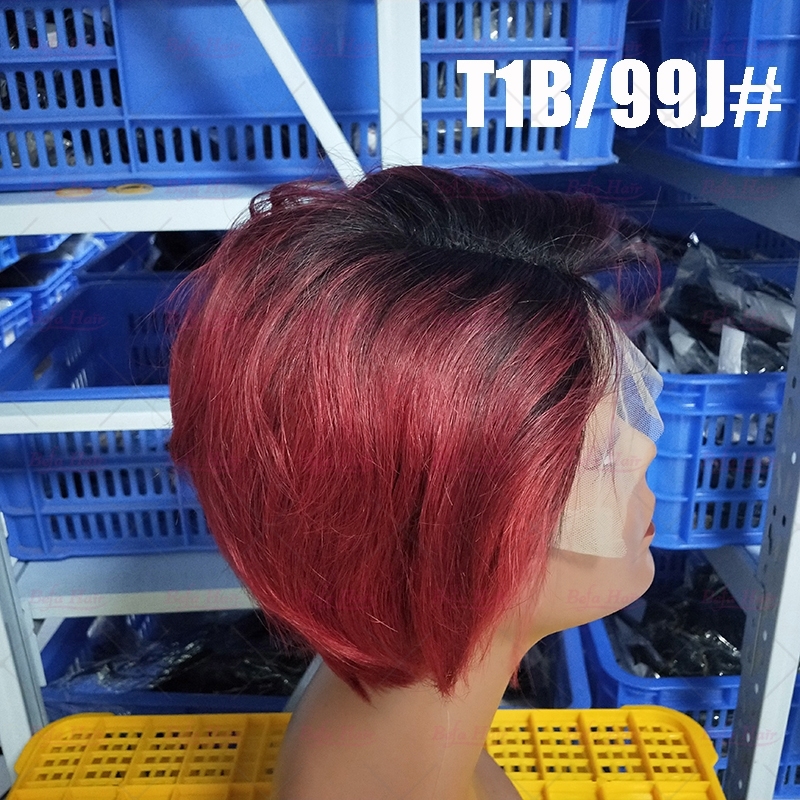 Wholesale T Lace Color Virgin Humanhair Pixie Hair Short Cut Wig
