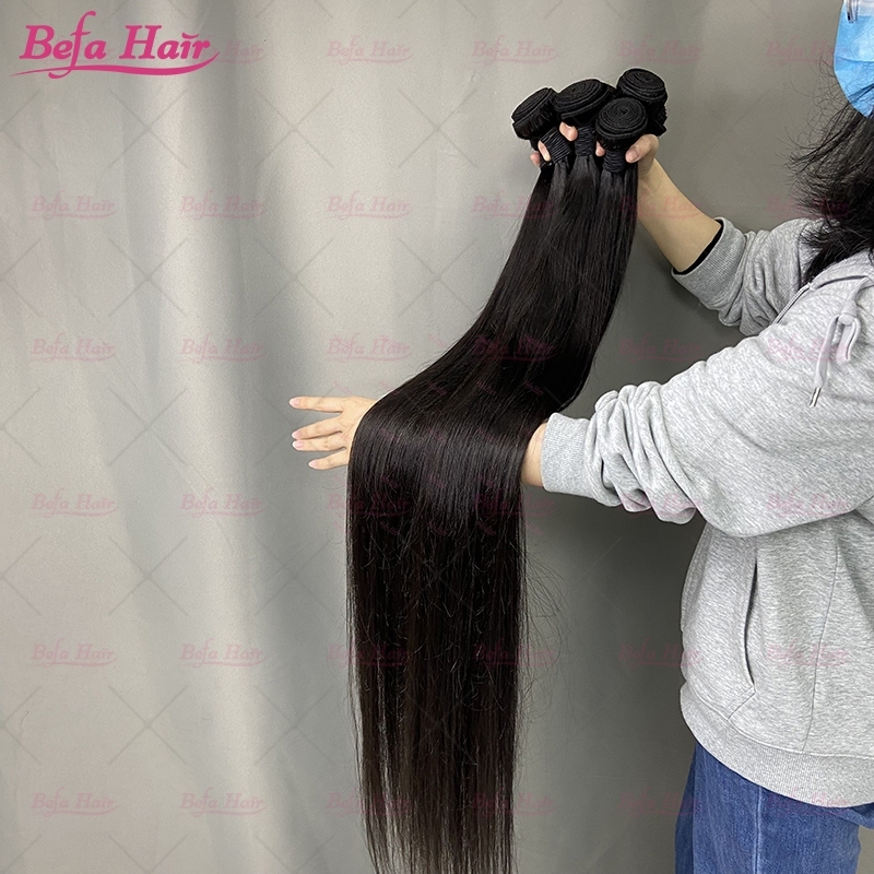 Wholesale Befa hair Pre-plucked 4 Bundles Brazilian Straight Hair With 6x6 Transparent HD Lace Closure,can do dropshipping