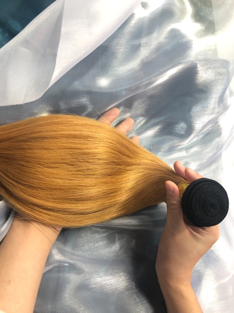 Wholesale Straight Ombre 1B/27# 2pcs/3Bundles/4Bundles Brazilian Human Hair Weave
