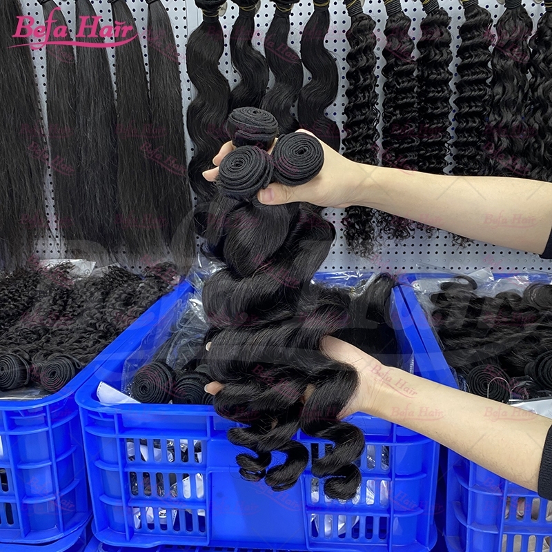 Wholesale Raw Hair Loose Wave 2pcs/3Bundles/4Bundles 12-30 Inches Natural Black human Hair Weave