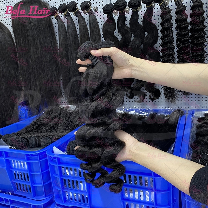 Wholesale Raw Hair Loose Wave 2pcs/3Bundles/4Bundles 12-30 Inches Natural Black human Hair Weave