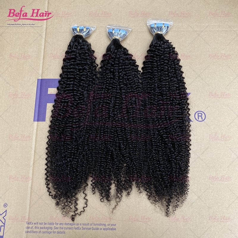 Wholesale18inch to 26inch Curly PU human hair Tape in Extension