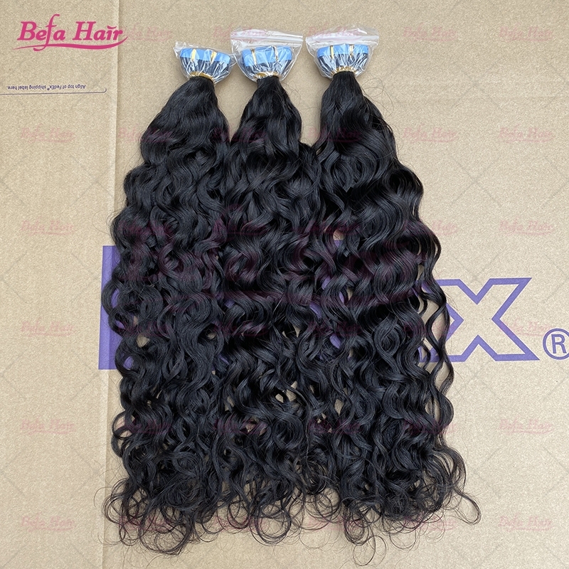 Wholesale18inch to 26inch Curly PU human hair Tape in Extension