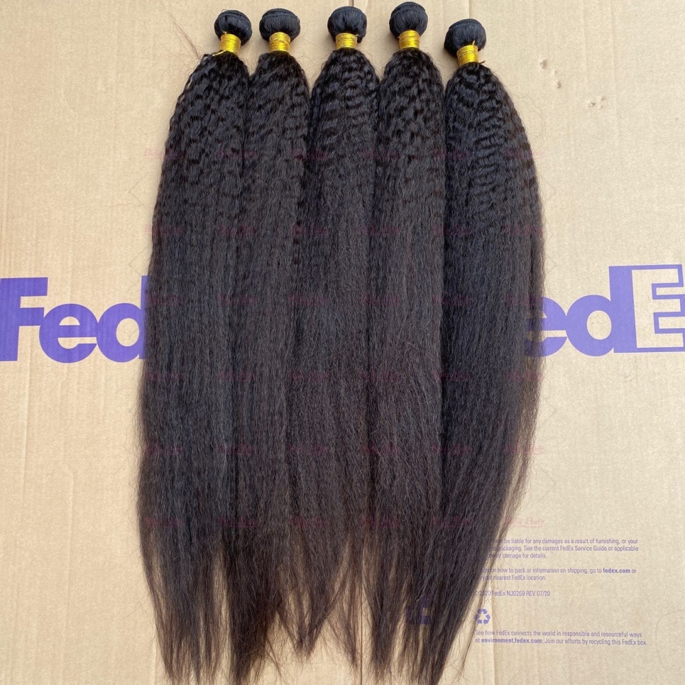 Wholesale Raw Hair Kinky Straight 1Bundles 12-30 Inches Natural Black human Hair Weave