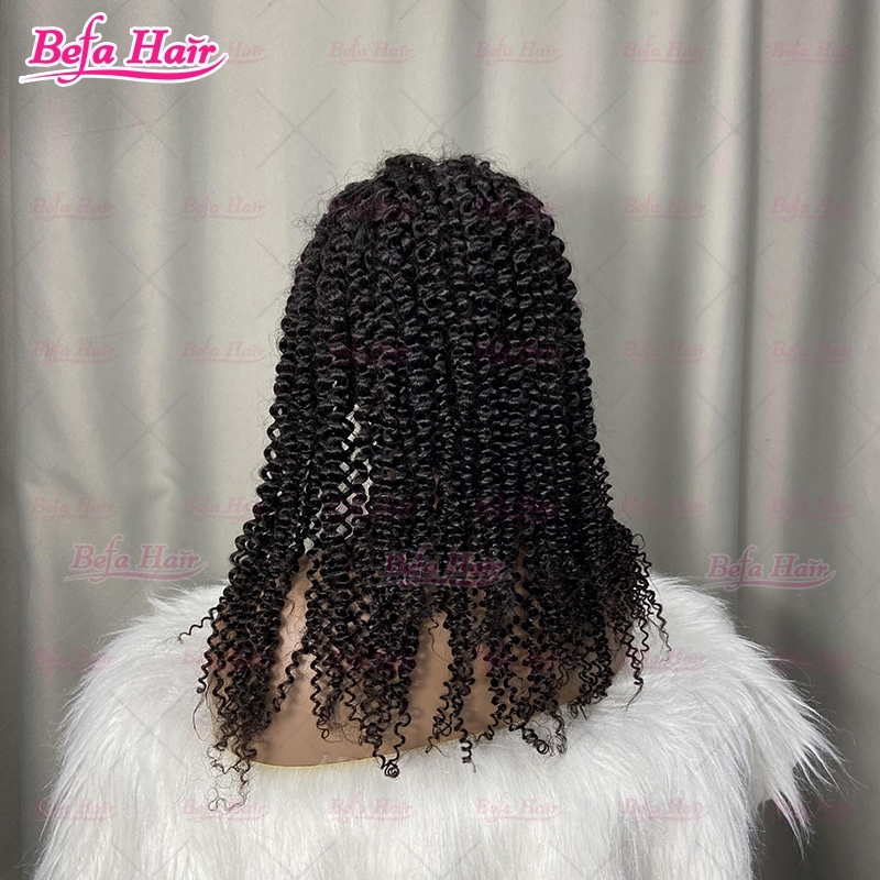 Wholesale V Part Human Hair Wigs Brazilian Virgin Kinky Curly 200% Density Pre Plucked Glueless Middle Part Wig