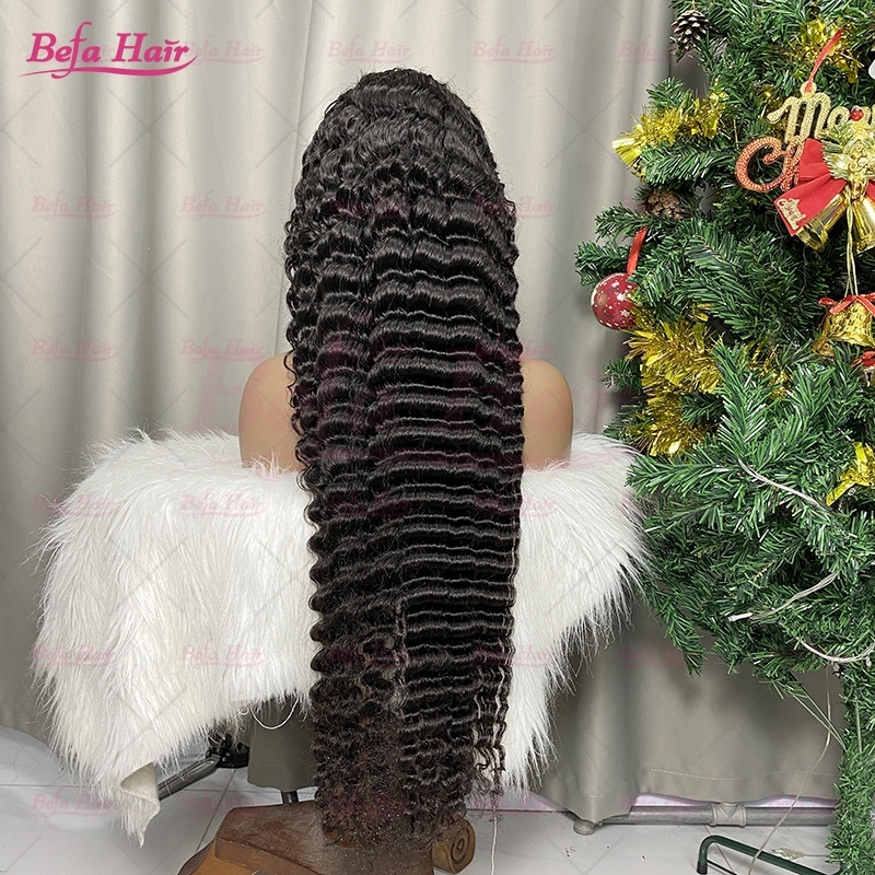 Wholesale Deep Wave HD5x5 Lace Closure Black Wigs 200% Density