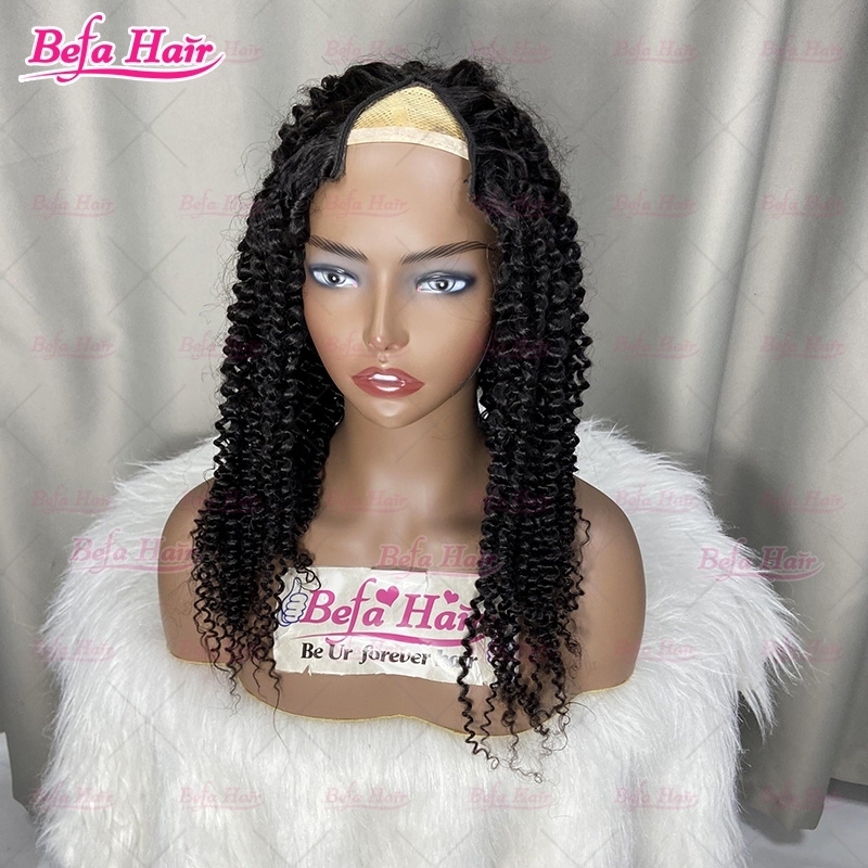 Wholesale V Part Human Hair Wigs Brazilian Virgin Kinky Curly 200% Density Pre Plucked Glueless Middle Part Wig