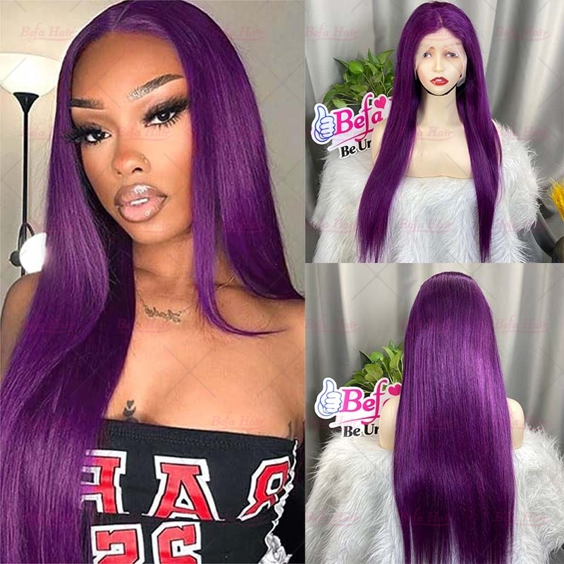 Wholesale Purple Human Hair Wig 4x4 5x5 13x4 13x6 Transparent Lace Human Hair Wigs Cuticle Aligned Hair Colored Wig