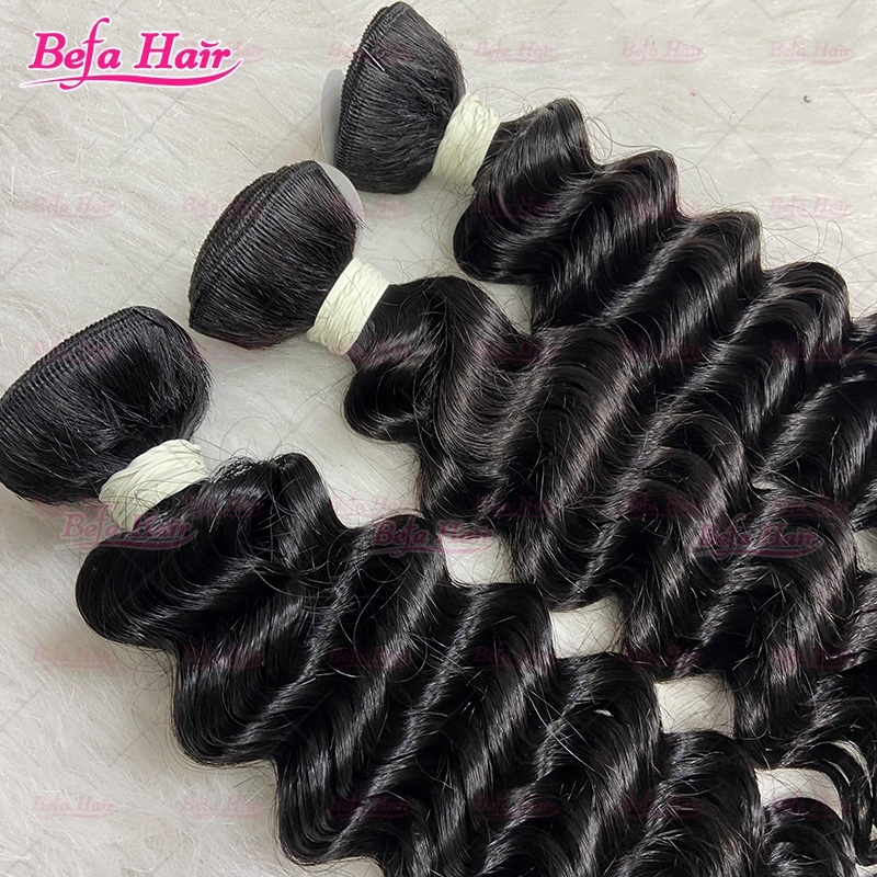 Wholesale Raw Hair Deep Wave 2pcs/3Bundles/4Bundles 12-30 Inches Natural Black human Hair Weave