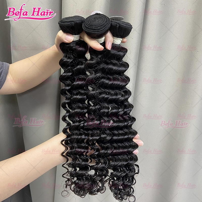 Wholesale Raw Hair Deep Wave 1Bundles 12-30 Inches Natural Black human Hair Weave
