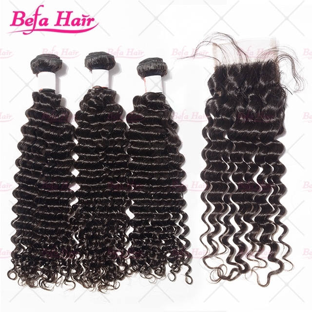 Wholesale Pre-plucked 4 Bundles Brazilian Deep Wave Hair With 6x6 Transparent HD Lace Closure,can do dropshipping