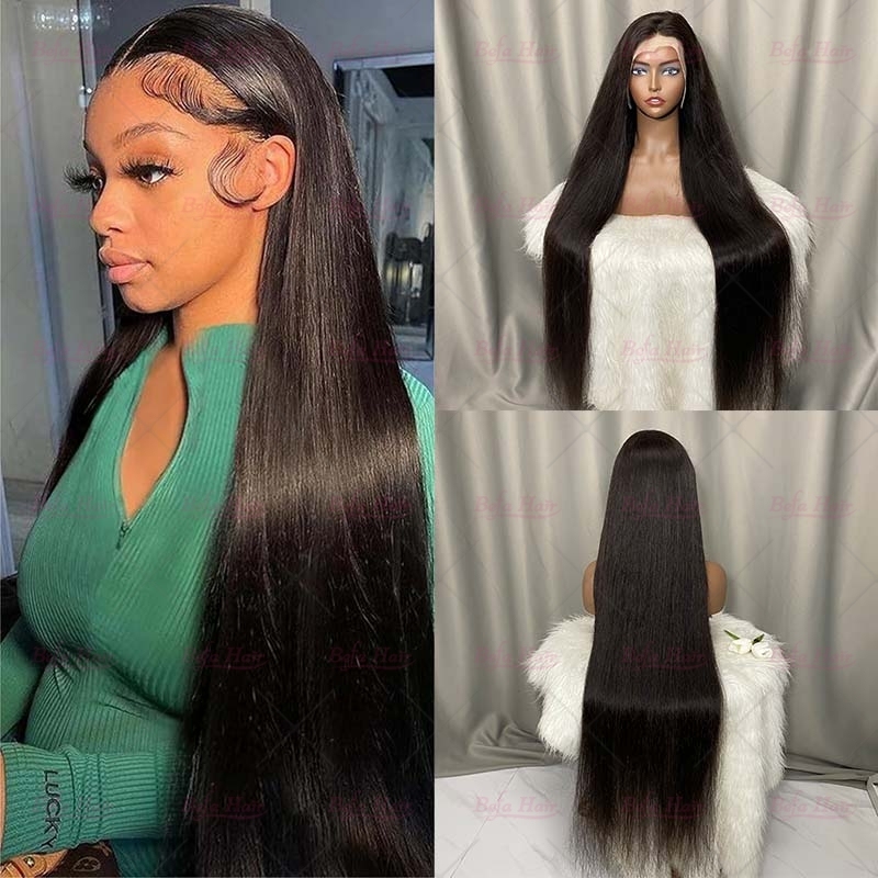 Wholesale Natural Black 2x6 4x4 5x5 13x4 13x6 360 Lace Straight Hair Wig Pre Plucked 200% Density Virgin Human Hair Wigs