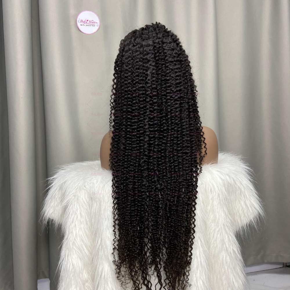 Wholesale Human Hair Kinky Curly Wig Natural Black 200% Density Virgin Hair 2x6 4x4 5x5 13x4 13x6 360 Lace Wig