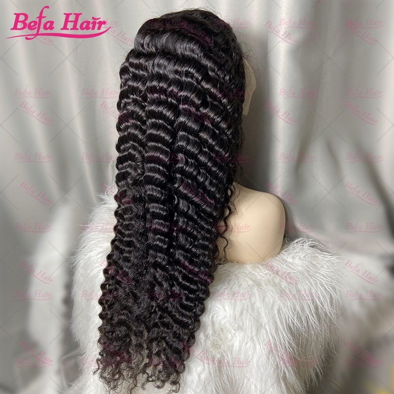 Natural Black 200% Density Virgin Human Hair Wigs Deep Wave Wig 2x6 4x4 5x5 13x4 13x6 360 Lace Wig