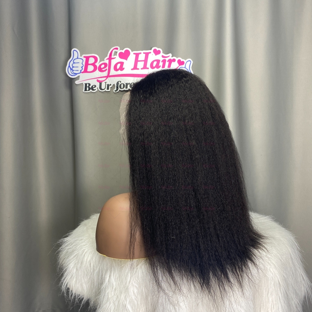 Wholesale Human Hair Kinky Straight Wig Natural Black 200% Density Virgin Hair 2x6 4x4 5x5 13x4 13x6 360 Lace Wig