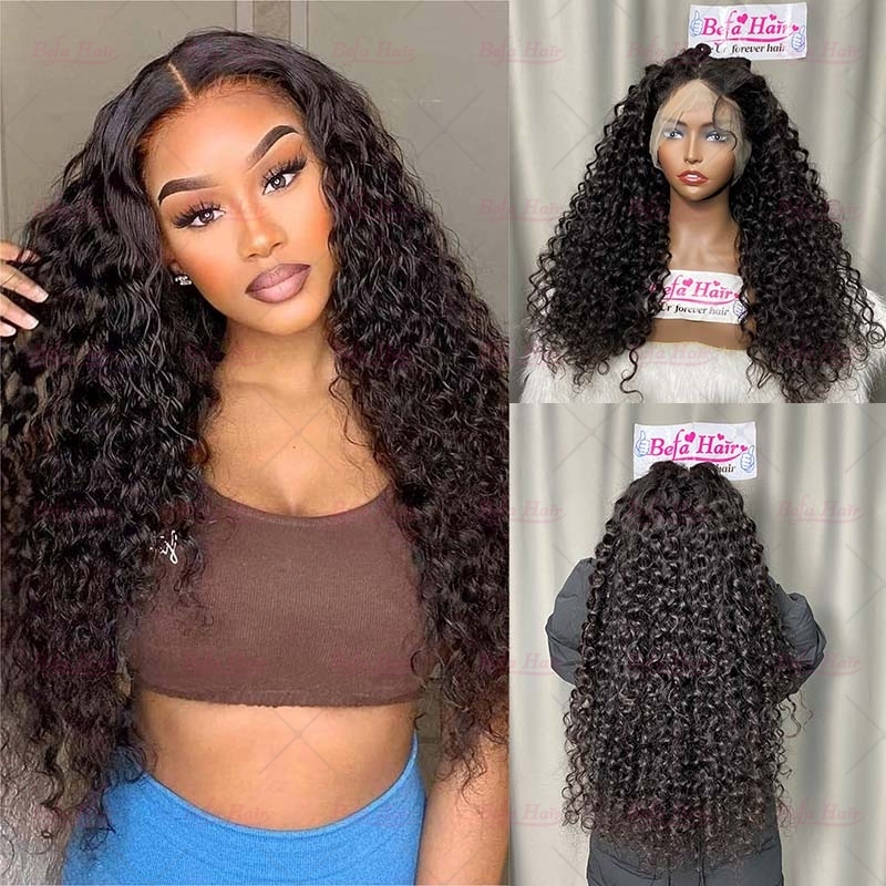 Natural Black 200% Density Virgin Human Hair Wigs Deep Curly Wig 2x6 4x4 5x5 13x4 13x6 360 Lace Wig