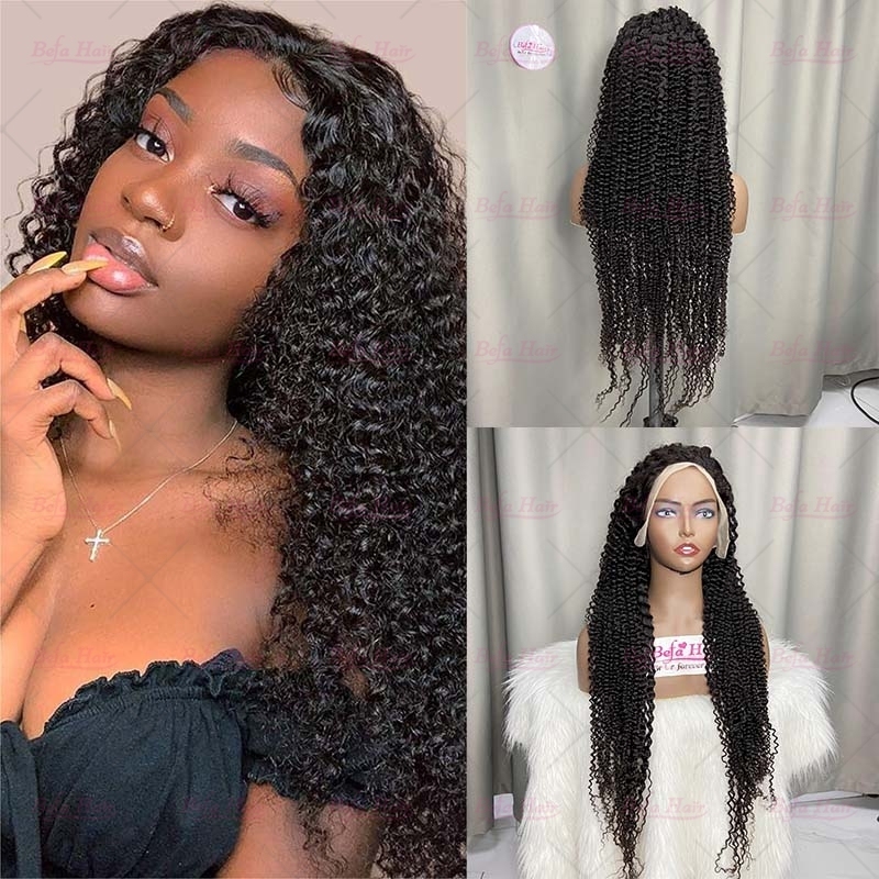 Wholesale Human Hair Kinky Curly Wig Natural Black 200% Density Virgin Hair 2x6 4x4 5x5 13x4 13x6 360 Lace Wig
