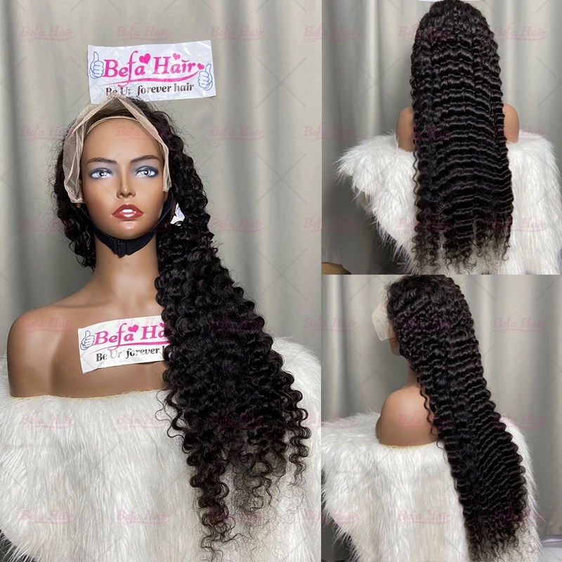 Natural Black 200% Density Virgin Human Hair Wigs Deep Wave Wig 2x6 4x4 5x5 13x4 13x6 360 Lace Wig