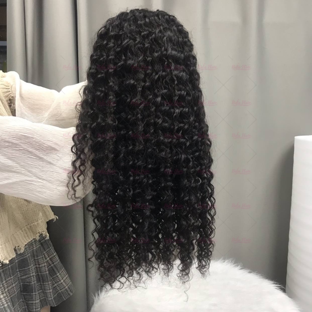 Wholesale 200% Density 4x4 5x5 13x4 13x6 HD Transparent Lace Deep Curl Natural Black Cheap Human Hair Wigs