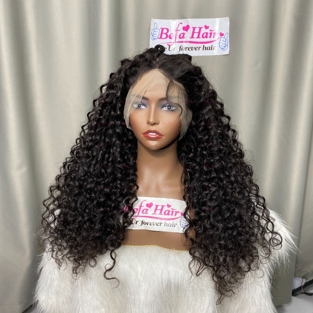 Wholesale 200% Density 4x4 5x5 13x4 13x6 HD Transparent Lace Deep Curl Natural Black Cheap Human Hair Wigs