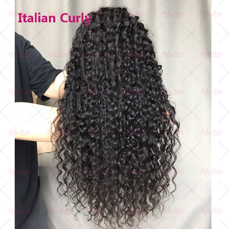Wholesale 200% Density 4x4 5x5 13x4 13x6 HD Transparent Lace Italian Curl Natural Black Cheap Human Hair Wigs