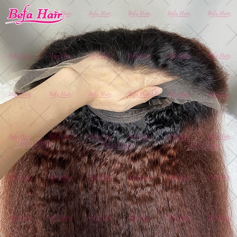 200% Density 1B-Brown Ombre Color Wig 2x6 4x4 5x5 13x4 13x6 360 Transparent Lace Kinky Straight Human Hair Wigs