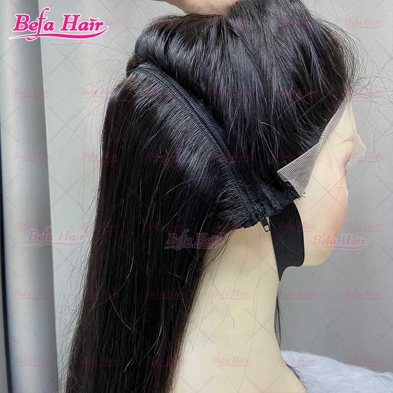 2x6 4x4 5x5 13x4 13x6 HD Transparent Lace Zip Wig 200% Density Natural Black Straight Human Hair Zipper Wig
