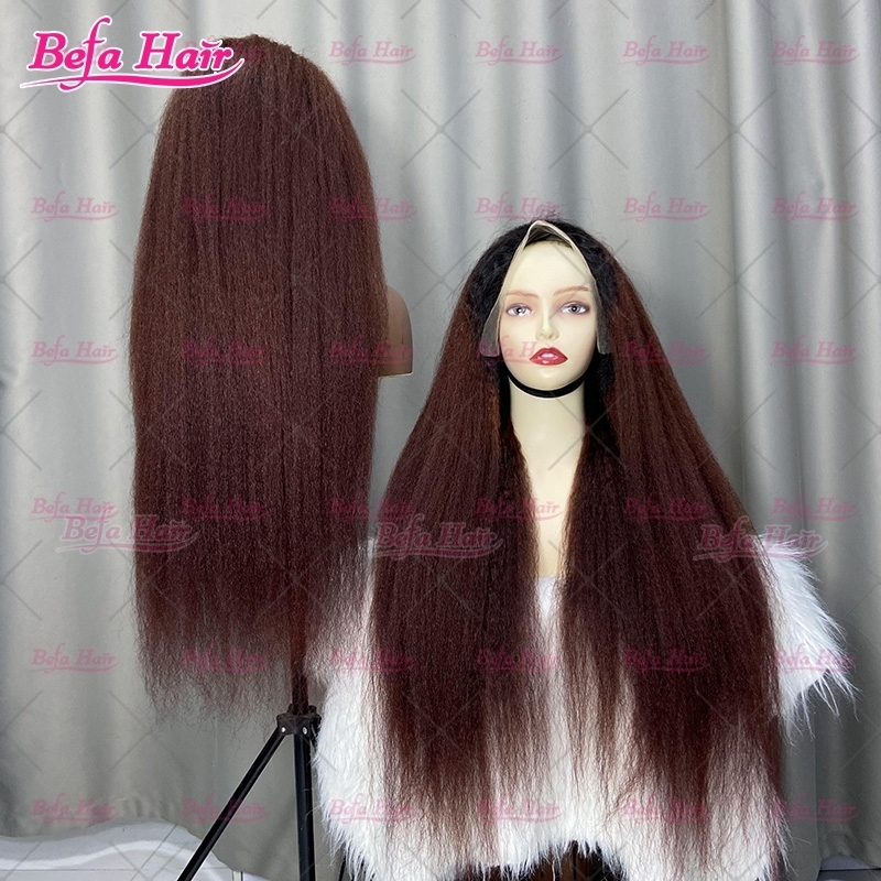 200% Density 1B-Brown Ombre Color Wig 2x6 4x4 5x5 13x4 13x6 360 Transparent Lace Kinky Straight Human Hair Wigs