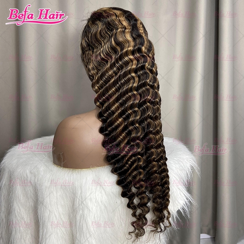 P1b-27 Highlight Color Wig 4x4/ 5x5/ 13x4/ 13x6/ 360 Transparent Lace Deep Wave Wig Human Hair