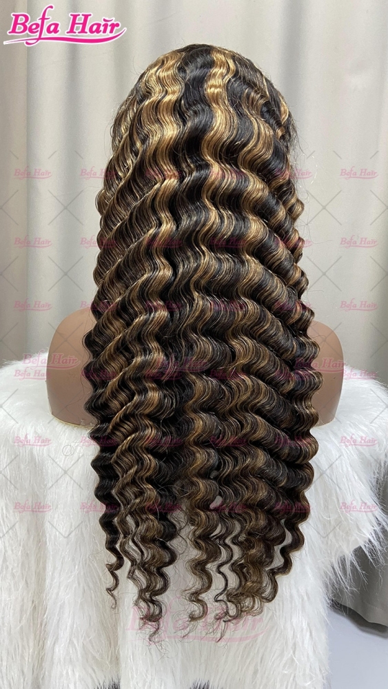 P1b-27 Highlight Color Wig 4x4/ 5x5/ 13x4/ 13x6/ 360 Transparent Lace Deep Wave Wig Human Hair