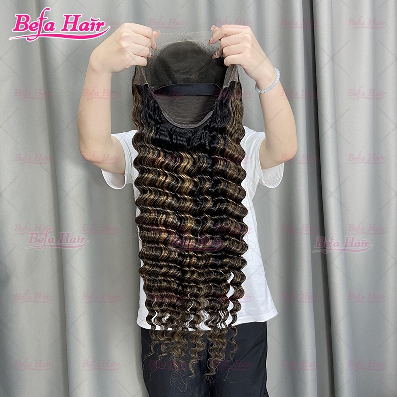 P1b-27 Highlight Color Wig 4x4/ 5x5/ 13x4/ 13x6/ 360 Transparent Lace Deep Wave Wig Human Hair