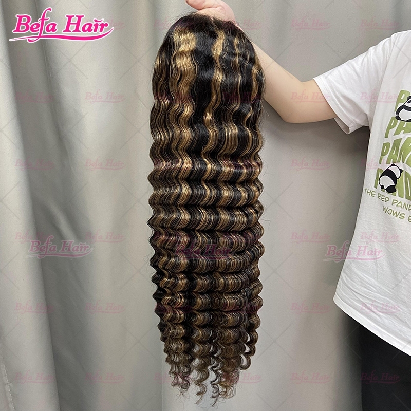 P1b-27 Highlight Color Wig 4x4/ 5x5/ 13x4/ 13x6/ 360 Transparent Lace Deep Wave Wig Human Hair