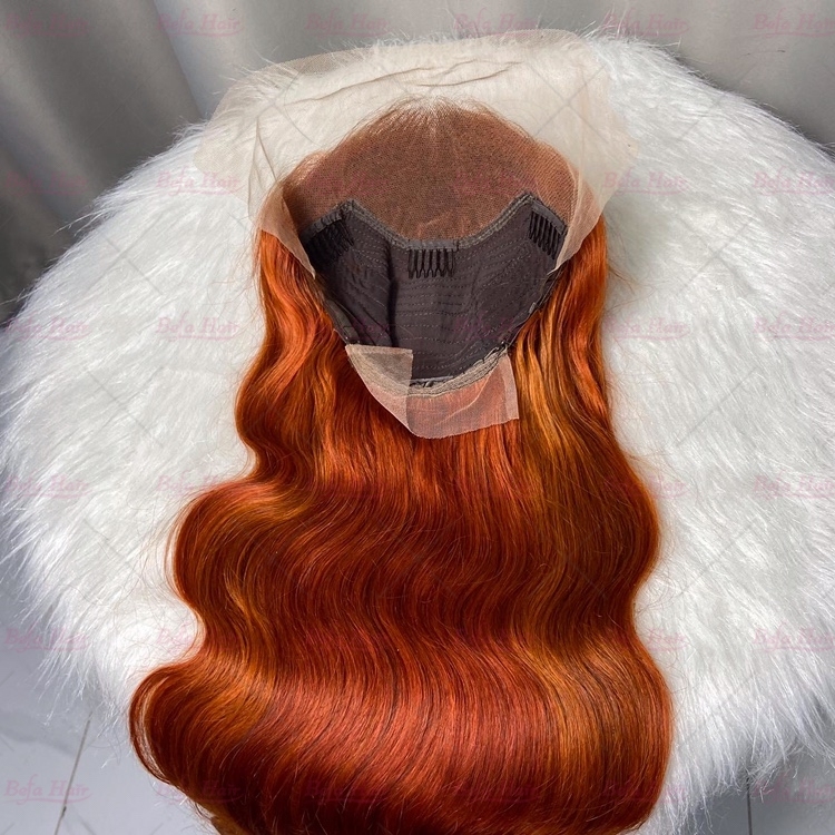 Ginger Orange Color Body Wave Human Hair Wigs 4x4/ 5x5/ 13x4/ 13x6 Transparent Lace Shiny Orange Hair Wig