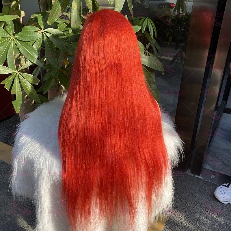 Hot Red Bone Straight Hair 4x4/ 5x5/ 13x4/ 13x6 Transparent Lace Wig Virgin Cuticle Aligned Hair Red Human Hair Wigs