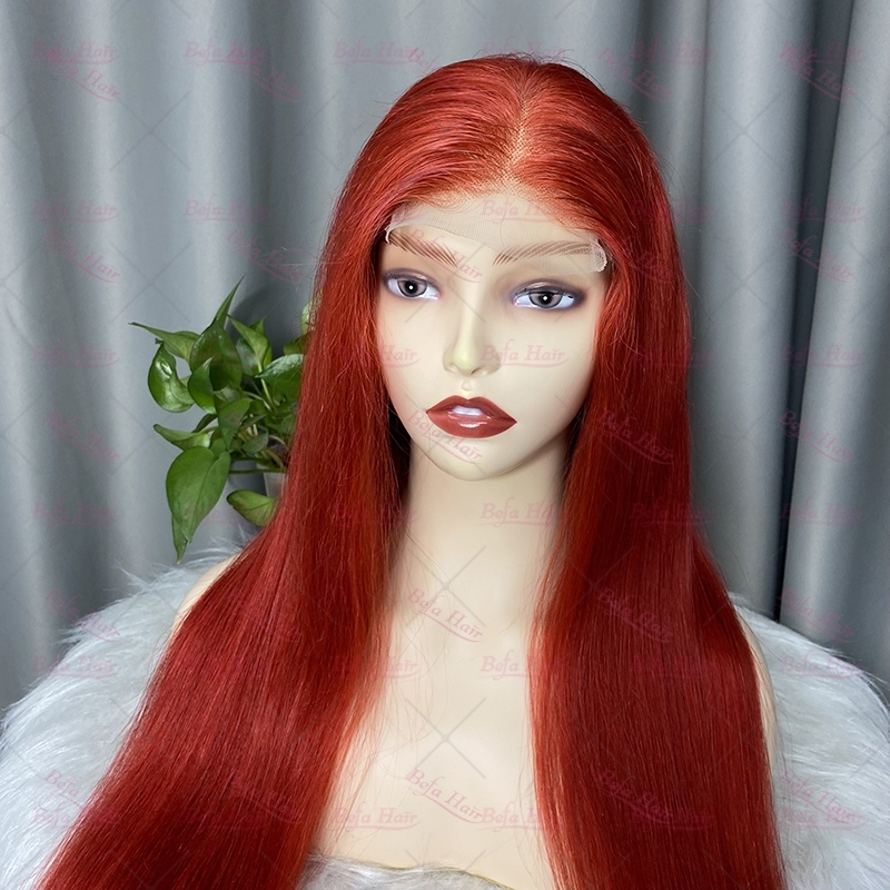 Hot Red Bone Straight Hair 4x4/ 5x5/ 13x4/ 13x6 Transparent Lace Wig Virgin Cuticle Aligned Hair Red Human Hair Wigs