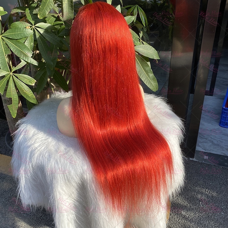 Hot Red Bone Straight Hair 4x4/ 5x5/ 13x4/ 13x6 Transparent Lace Wig Virgin Cuticle Aligned Hair Red Human Hair Wigs