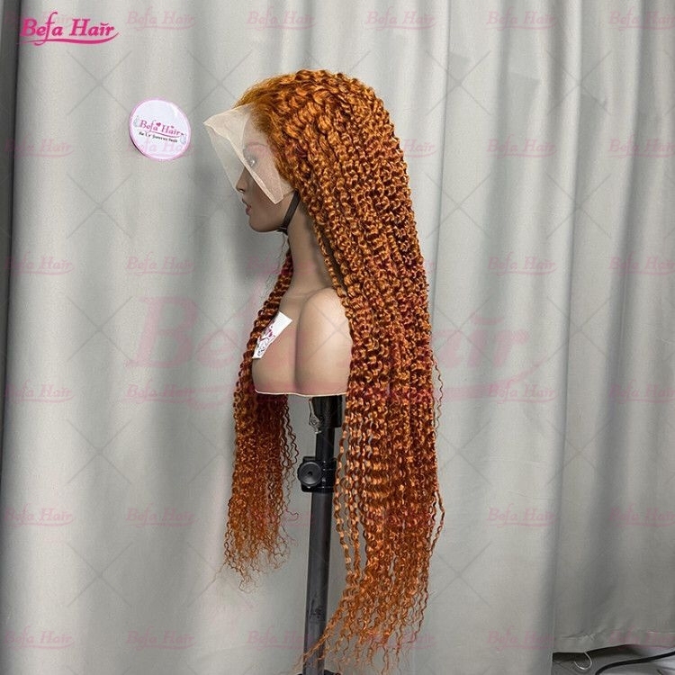 Ginger Orange Color Human Hair Wigs 4x4/ 5x5/ 13x4/ 13x6 Transparent Lace Kinky Curly Wig Highlight Wig