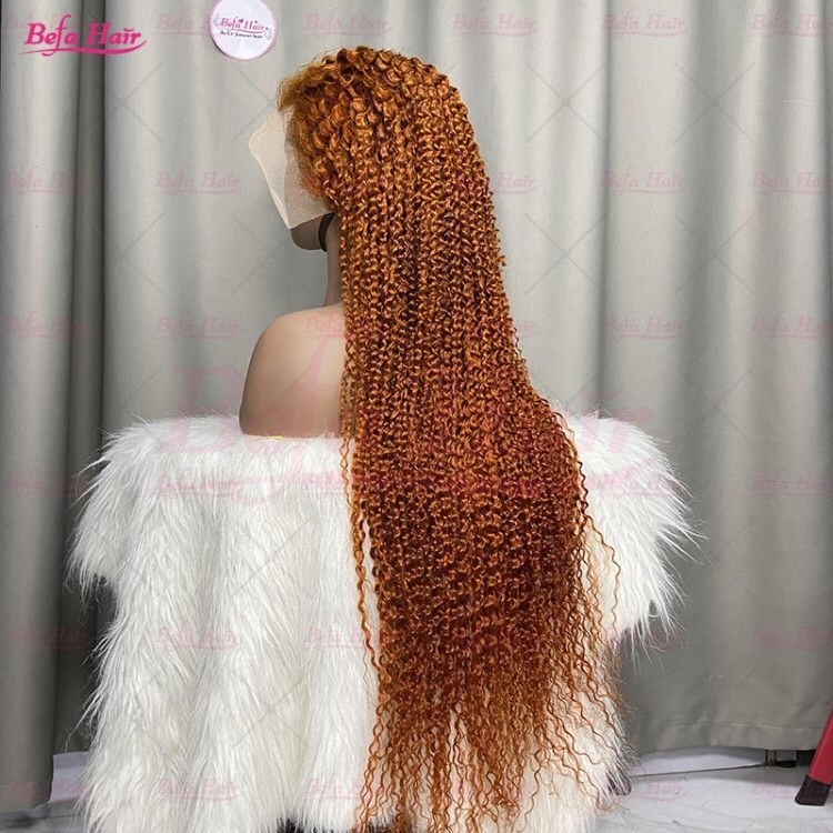 Ginger Orange Color Human Hair Wigs 4x4/ 5x5/ 13x4/ 13x6 Transparent Lace Kinky Curly Wig Highlight Wig