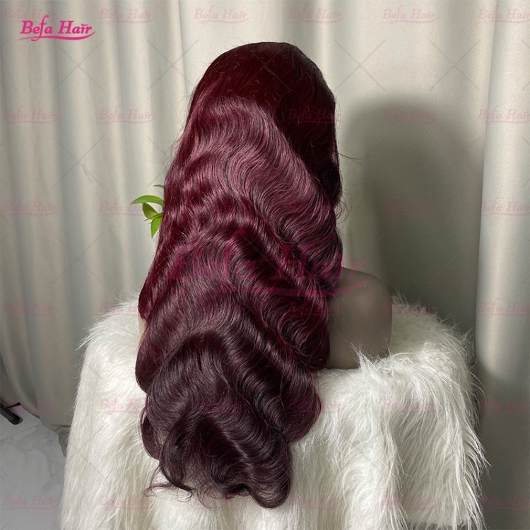 Dark 99J Wig Virgin Hair Body Wave 4x4/ 5x5/ 13x4/ 13x6 HD Transparent Lace Colored Human Hair Wigs