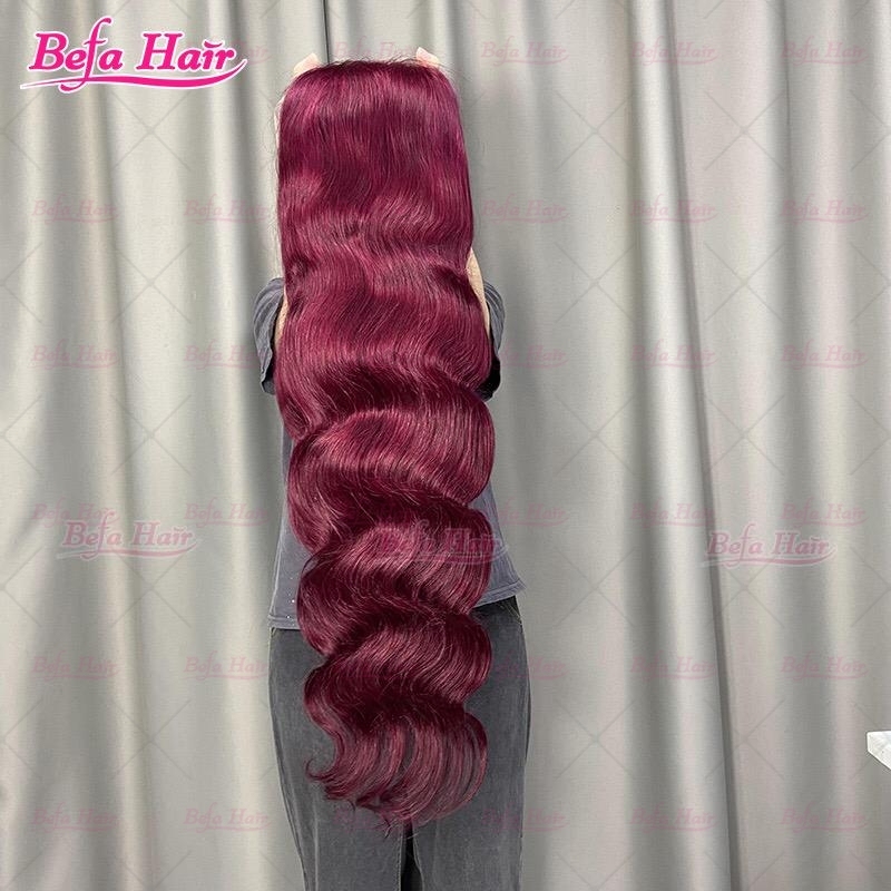 99j Burgundy 4x4/ 5x5/ 13x4/ 13x6 Transparent Human Hair Lace Wigs Body Wave Wig