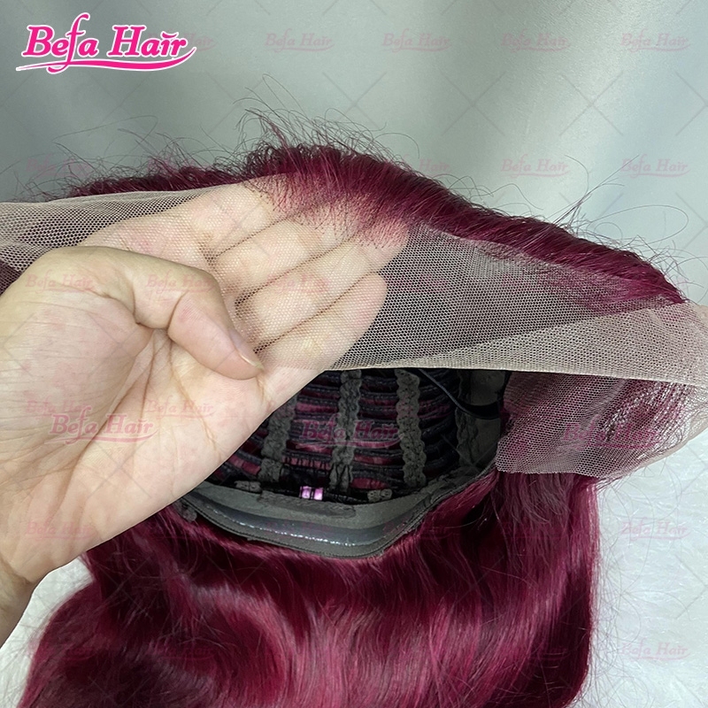 Wear and Go Glueless Wigs Burgundy Hair Color 5x5/ 13x4/ 13x6 Transparent Lace Body Wave Human Hair Wig 99J Wig