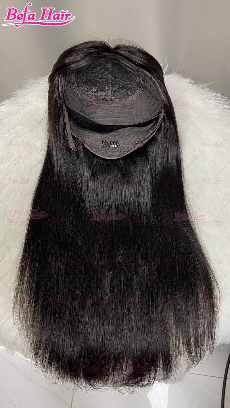 Wholesale None Lace Human Hair Wig 200% Density Bone Straight Natural Black Hair Wig With Bangs