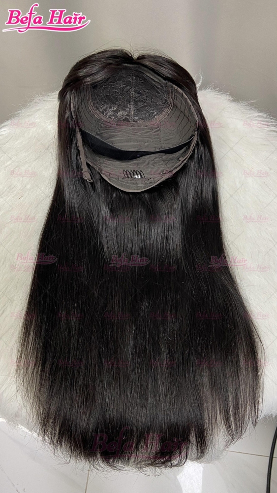 Wholesale None Lace Human Hair Wig 200% Density Bone Straight Natural Black Hair Wig With Bangs