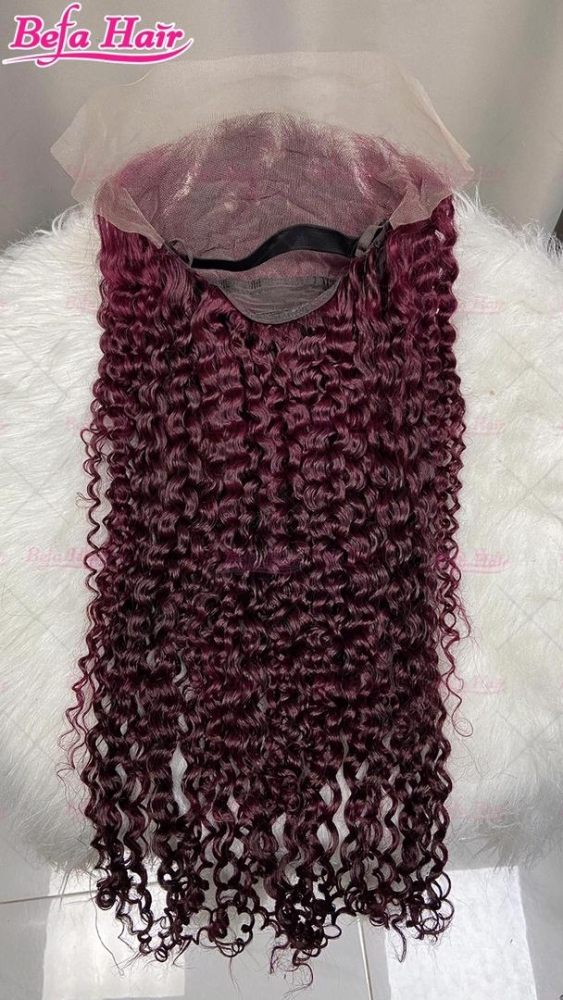 Kinky Curly Wig 4x4/ 5x5/ 13x4/ 13x6 Transparent Lace Burgundy Wigs Human Hair 200% Density Pre Plucked with Baby Hair Lace Wigs