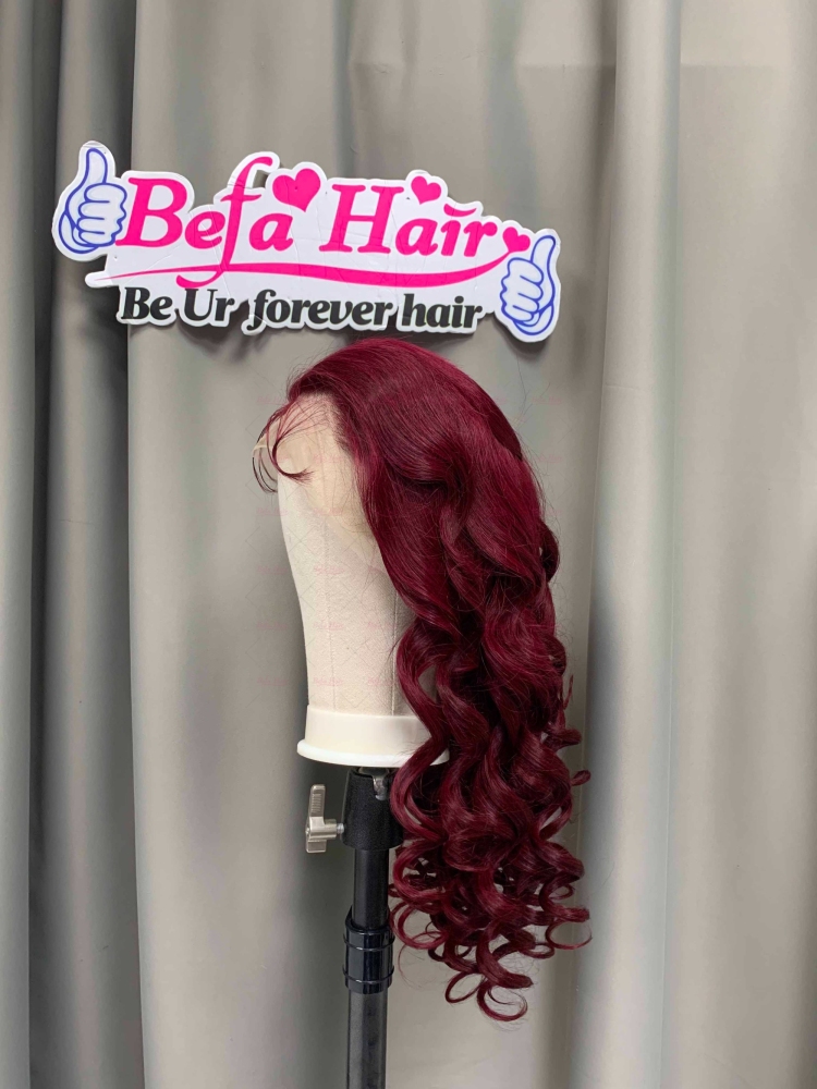 High Quality Burgundy Red Loose Wave Wig 4x4/ 5x5/ 13x4/ 13x6 Transparent Lace Highlights Human Hair Wigs