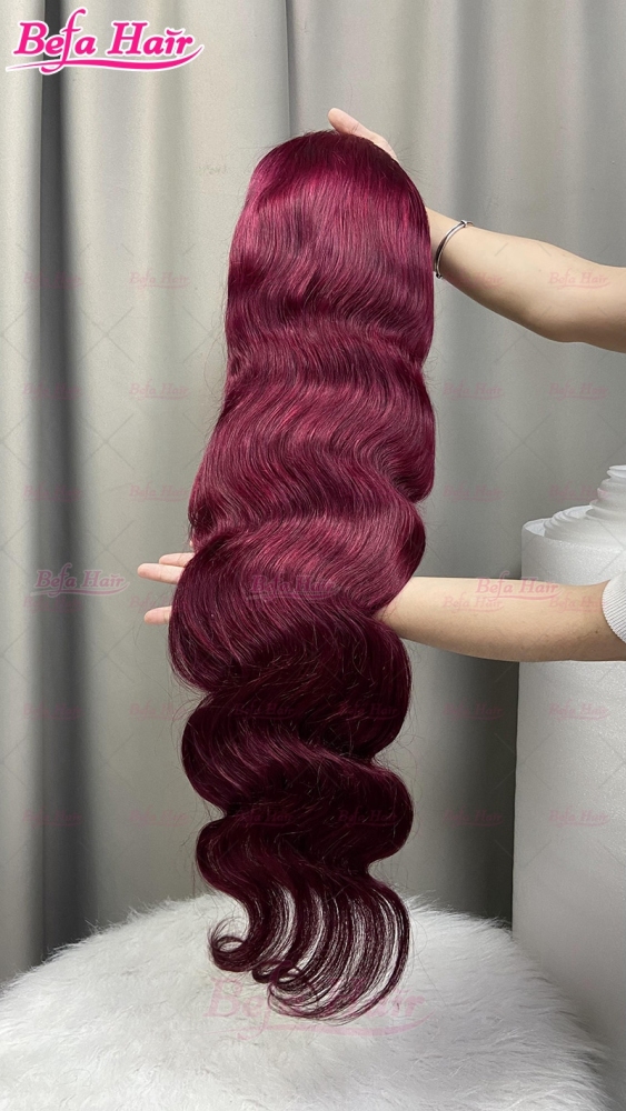 Wear and Go Glueless Wigs Burgundy Hair Color 5x5/ 13x4/ 13x6 Transparent Lace Body Wave Human Hair Wig 99J Wig