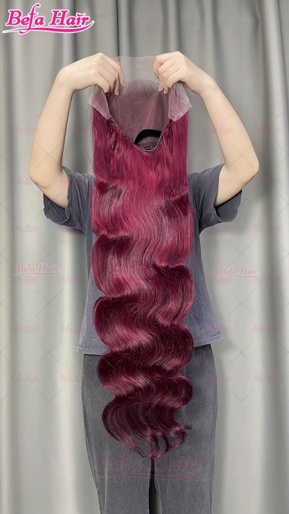 Wear and Go Glueless Wigs Burgundy Hair Color 5x5/ 13x4/ 13x6 Transparent Lace Body Wave Human Hair Wig 99J Wig