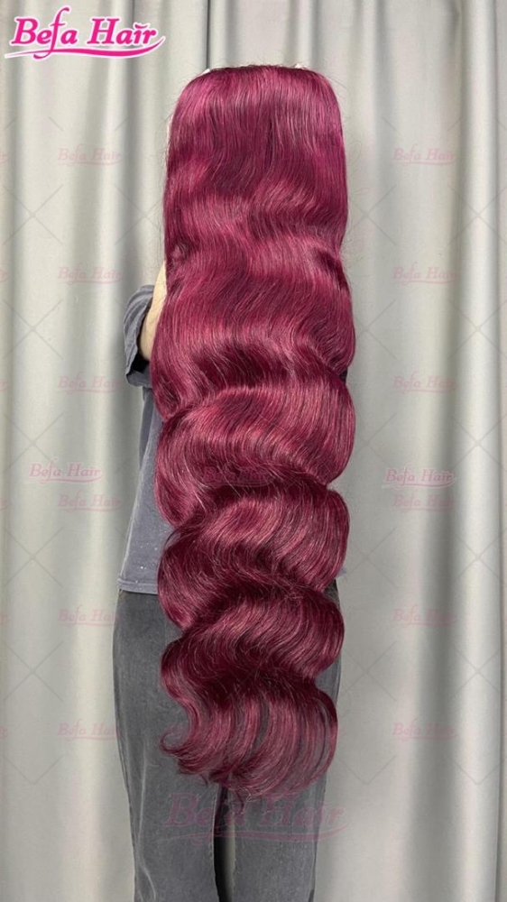 Wear and Go Glueless Wigs Burgundy Hair Color 5x5/ 13x4/ 13x6 Transparent Lace Body Wave Human Hair Wig 99J Wig