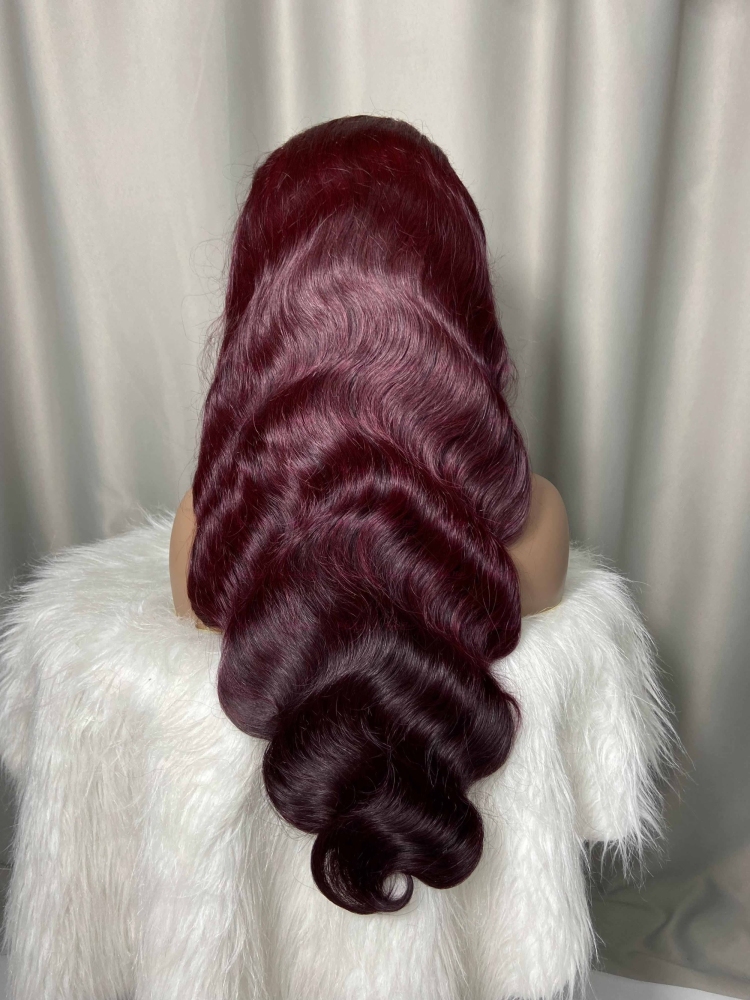 Dark 99J Wig Virgin Hair Body Wave 4x4/ 5x5/ 13x4/ 13x6 HD Transparent Lace Colored Human Hair Wigs